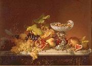 Sudfruchte mit Milchglasschale in Muschelform Johann Wilhelm Preyer